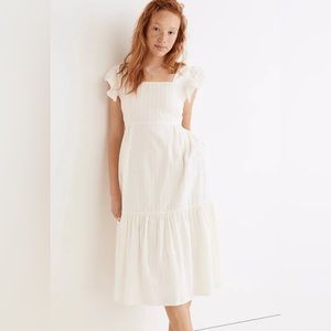 Madewell Ivory Ruffle Strap Tiered Midi Dress